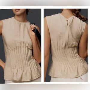 Anthropologie Beige Textured Blouse
